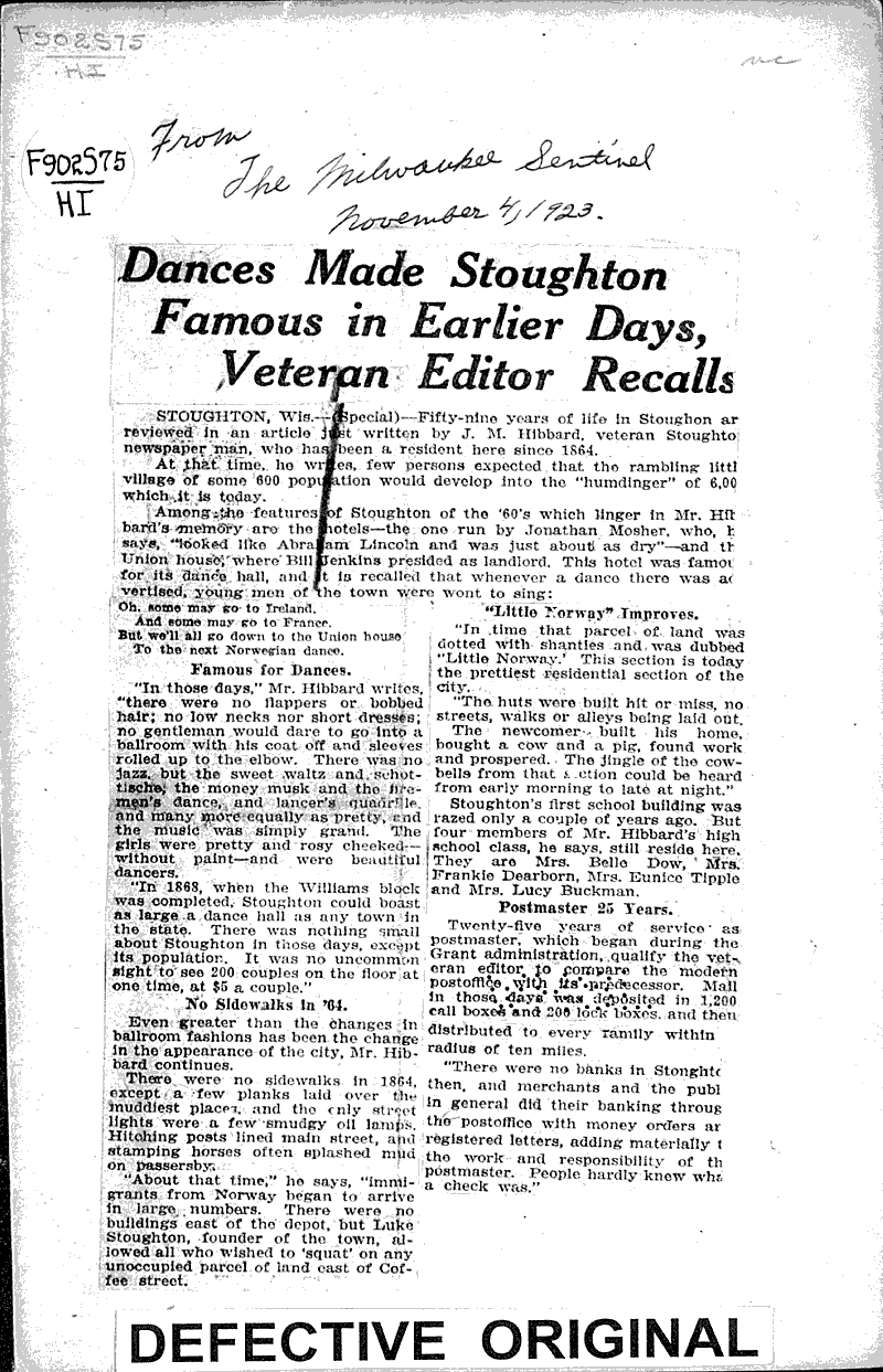 Source: Milwaukee Sentinel Date: 1923-11-04