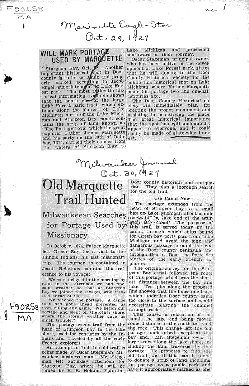  Source: Milwaukee Journal Date: 1927-10-30