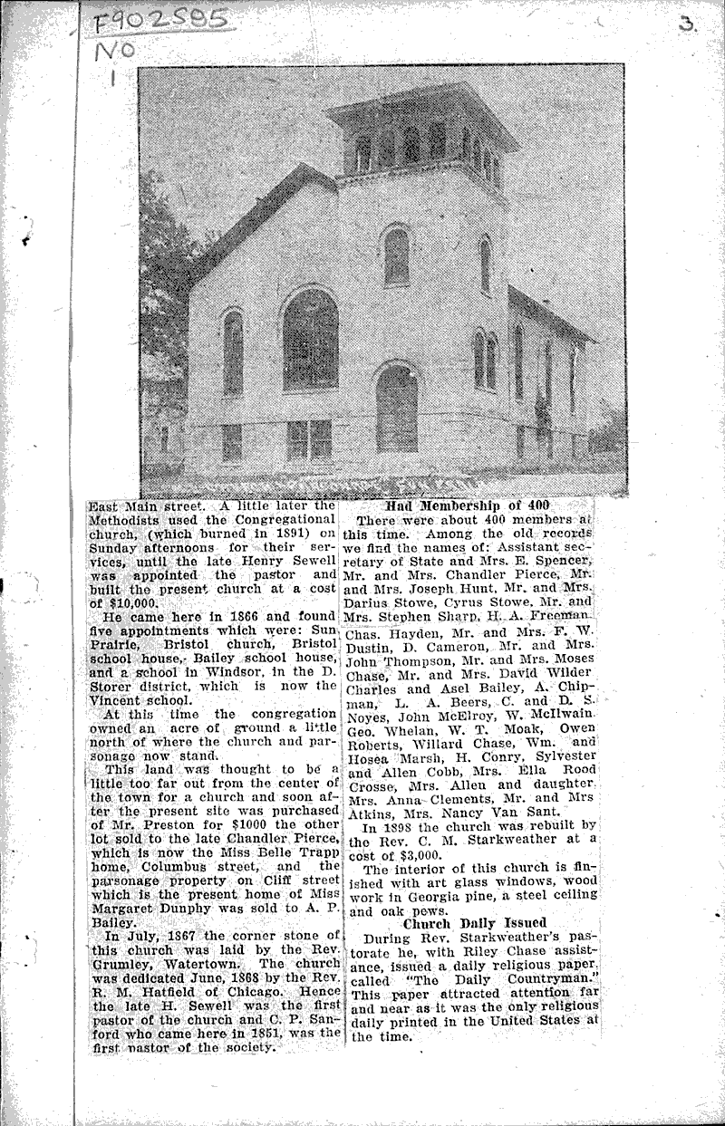  Source: Wisconsin State Journal Topics: Church History Date: 1926-07-10