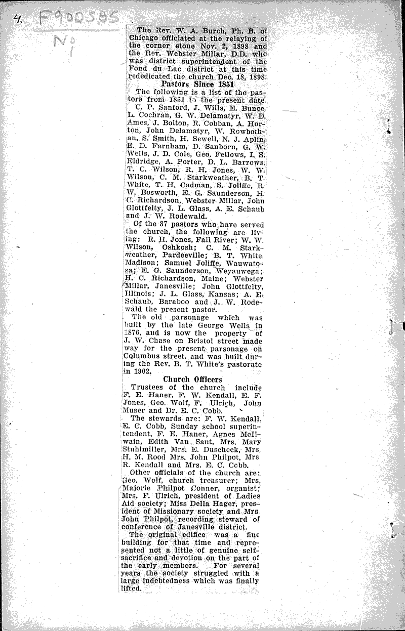  Source: Wisconsin State Journal Topics: Church History Date: 1926-07-10