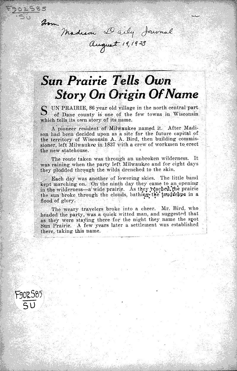  Source: Madison Daily Journal Date: 1923-08-19