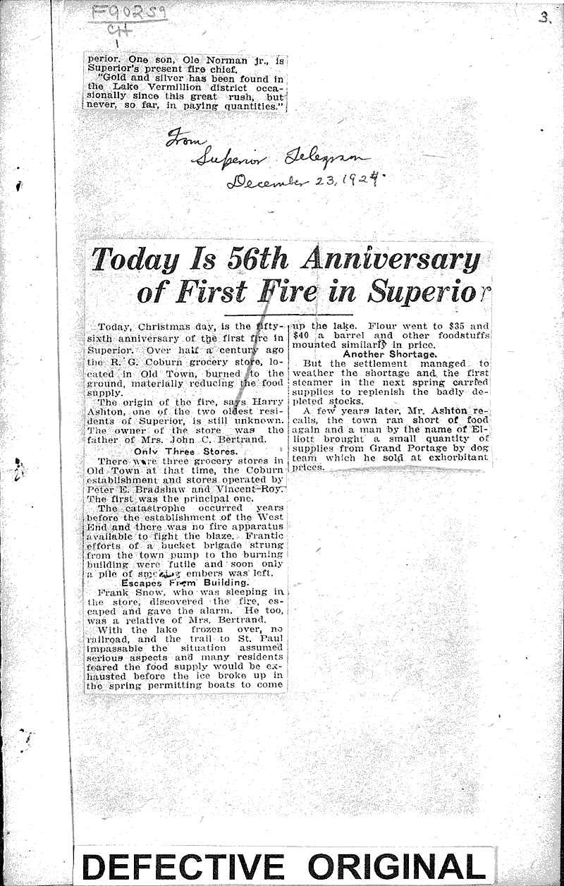 Today 57th anniversary of gold rush to Vermillion Source: Superior Telegram Topics: Industry Date: 1924-12-19