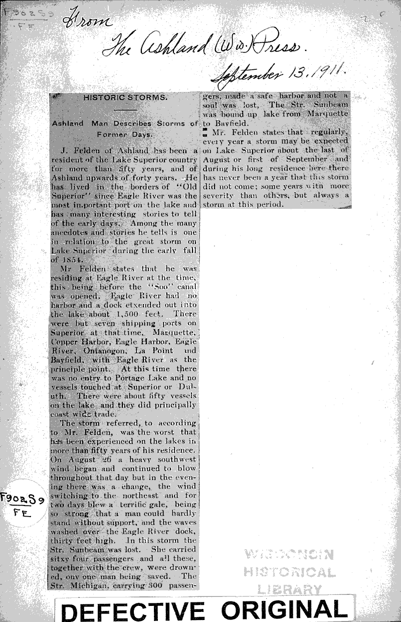  Source: Ashland Press Date: 1911-09-13