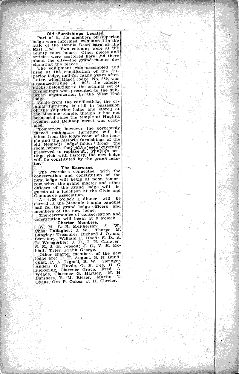 To constitute grace Masonic loodge tommorrow Source: Superior Telegram Date: 1921-07-15