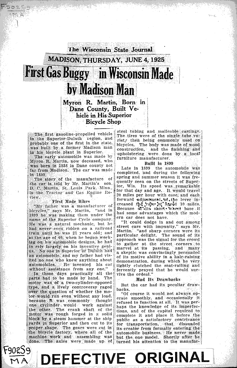  Source: Wisconsin State Journal Topics: Transportation Date: 1925-06-04