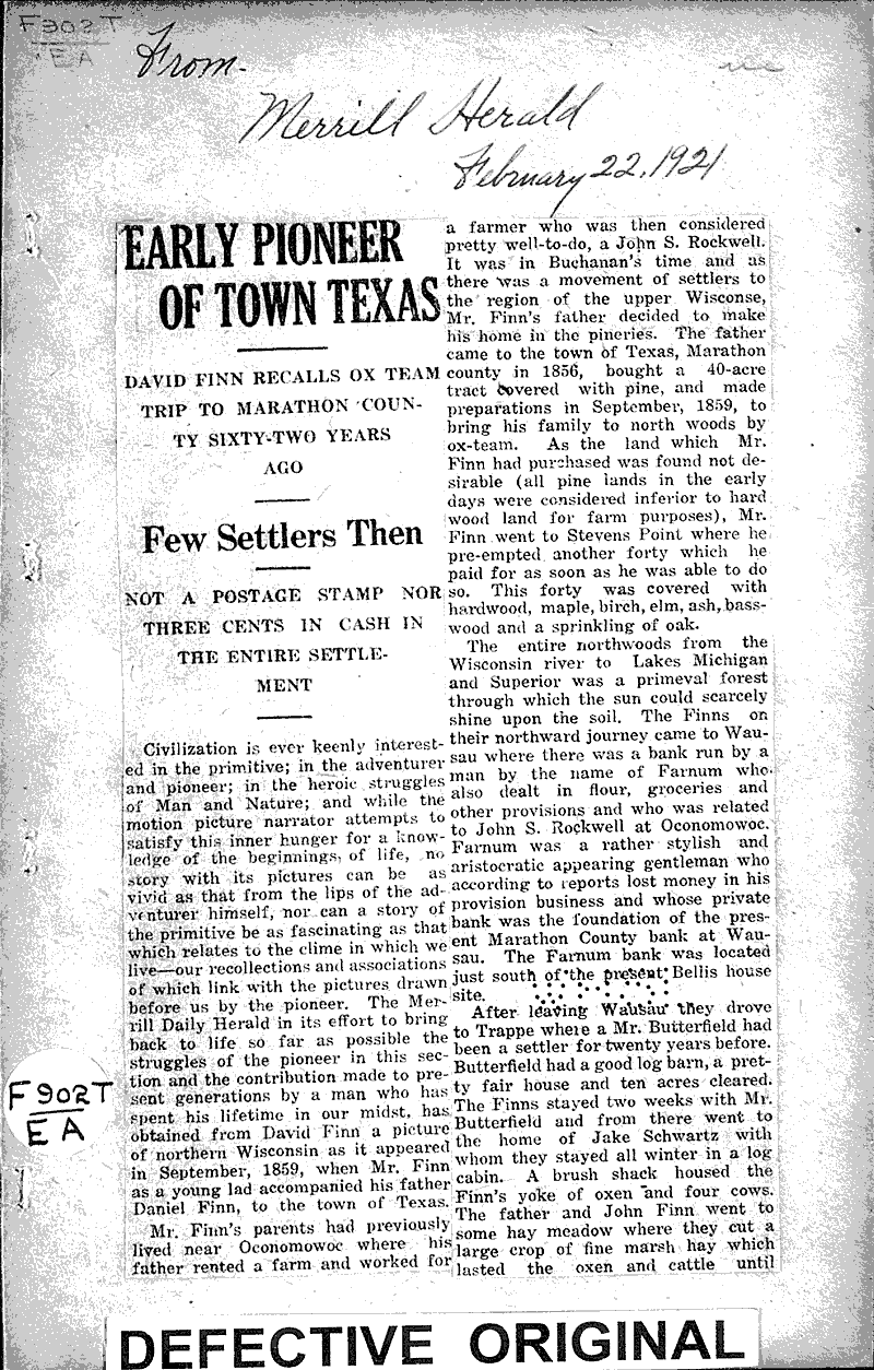  Source: Merrill Herald Date: 1921-02-22