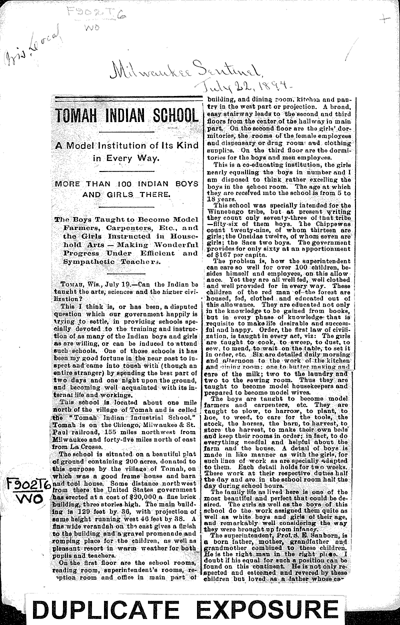  Source: Milwaukee Sentinel Topics: Indians and Native Peoples Date: 1894-07-22