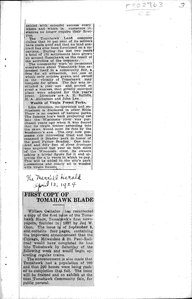  Source: Merrill Herald Date: 1924-04-12