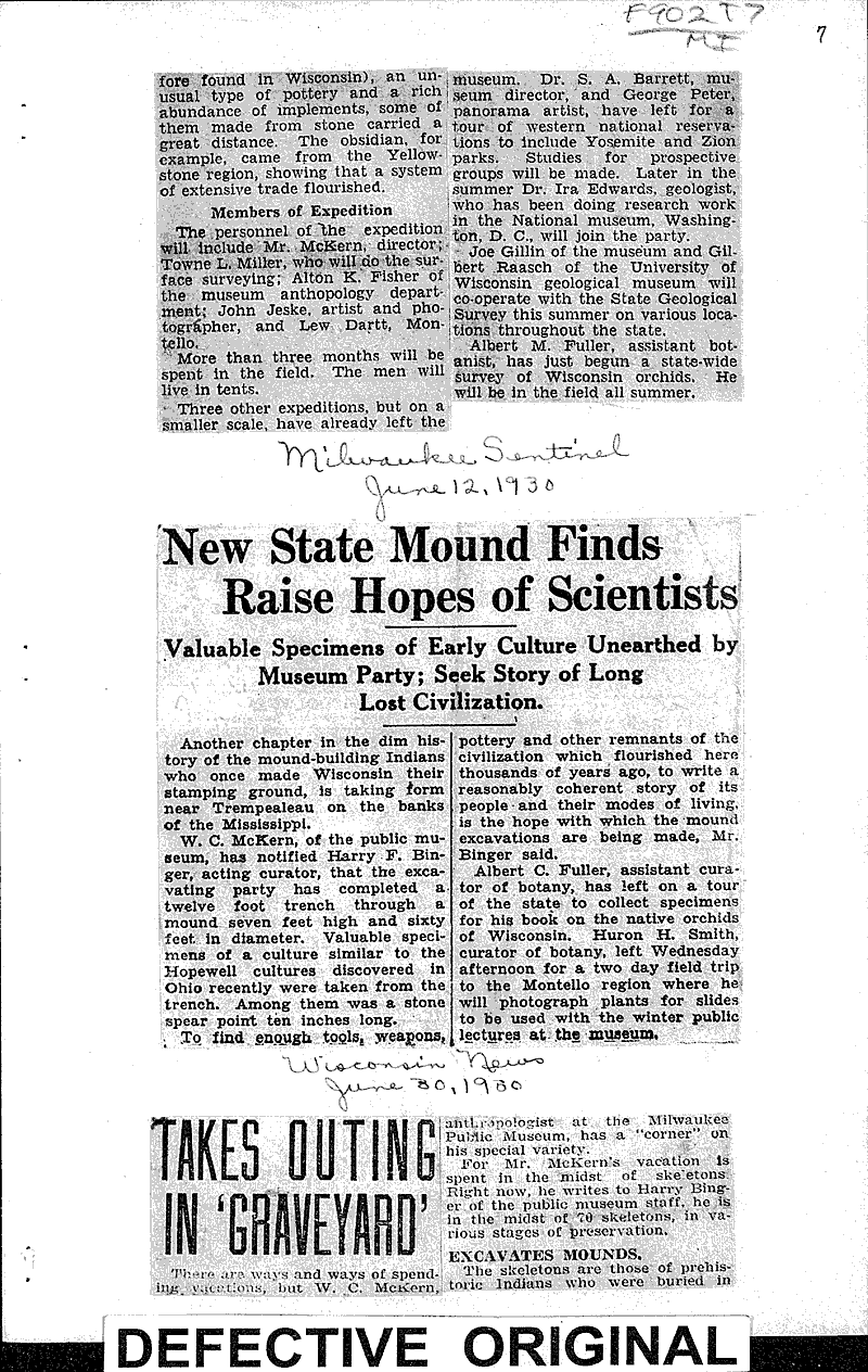 New State mound finds raise hopes of scientists Newspaper Article