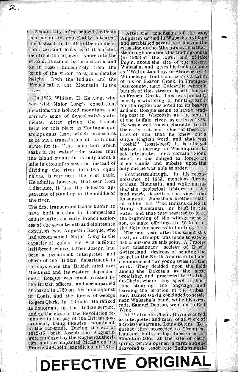 Ancient Trempealeau Newspaper Article/Clipping Wisconsin Historical