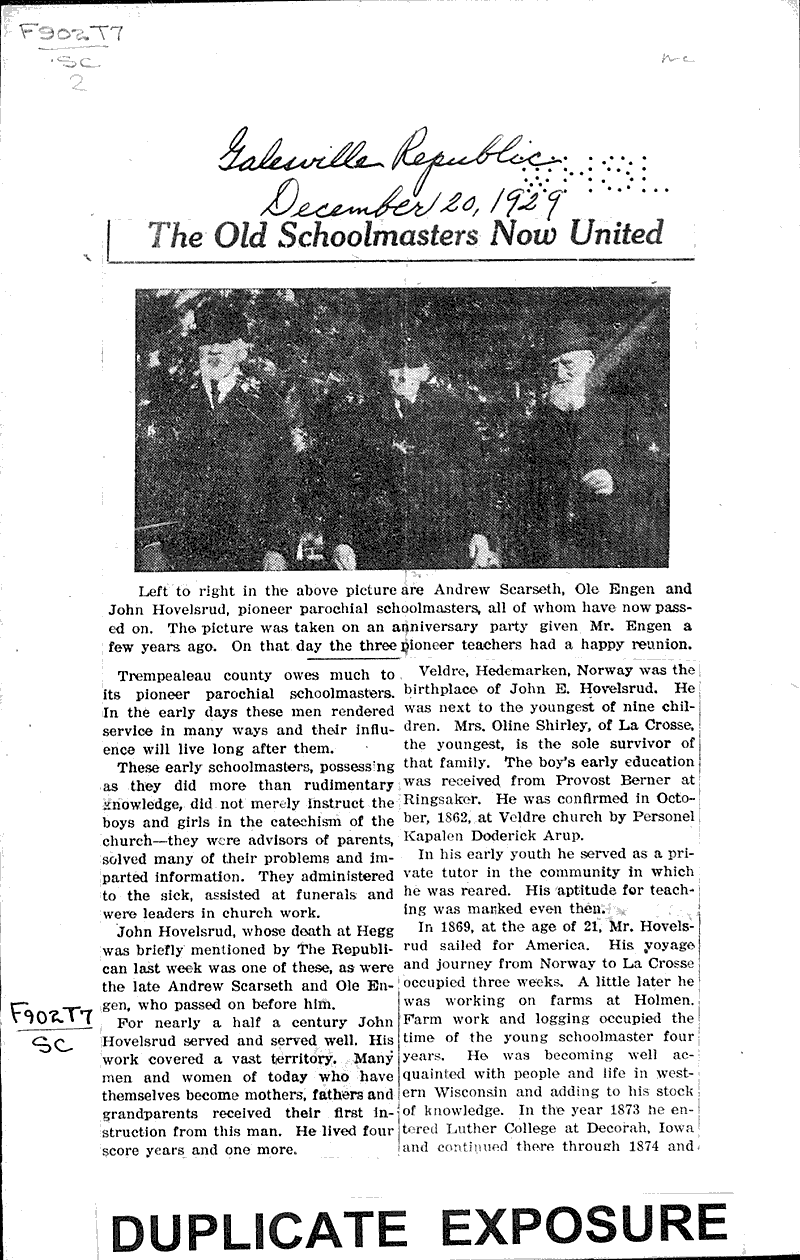  Source: Galesville Republican Topics: Education Date: 1929-12-20