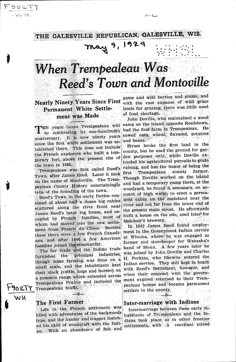  Source: Galesville Republican Date: 1929-05-09