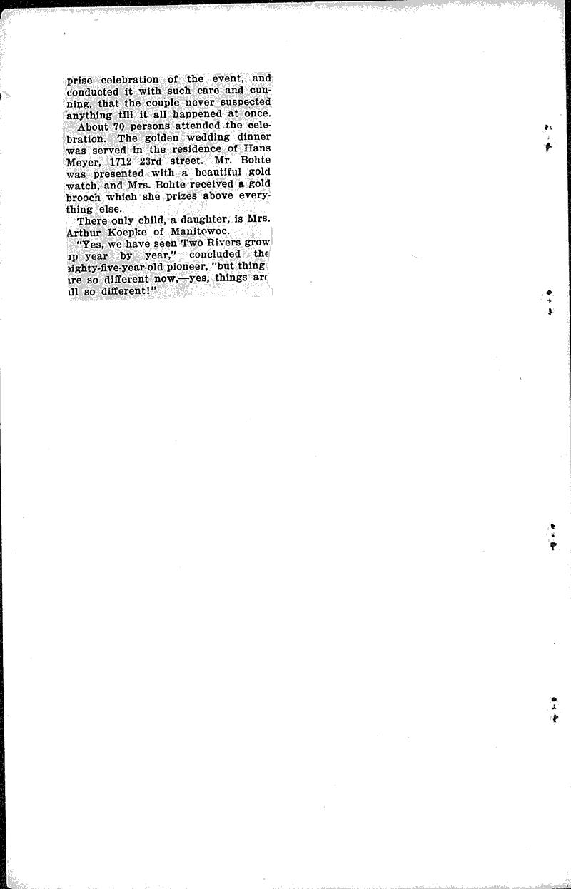 Oldest residents recall early days' life in Two Rivers Newspaper