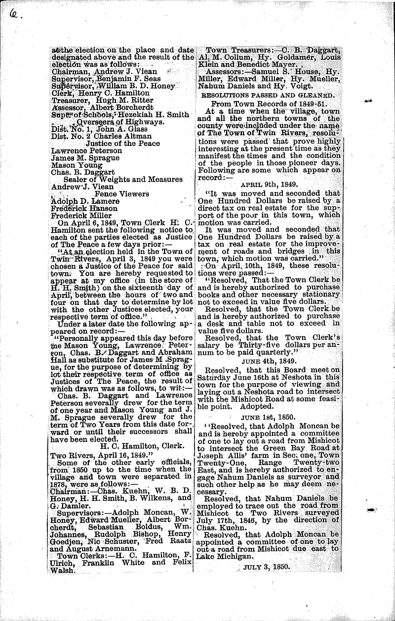  Source: Two Rivers Chronicle Topics: Transportation Date: 1905-02-07