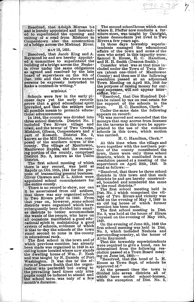  Source: Two Rivers Chronicle Topics: Transportation Date: 1905-02-07