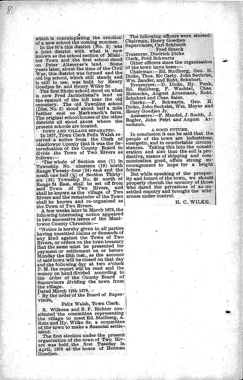  Source: Two Rivers Chronicle Topics: Transportation Date: 1905-02-07