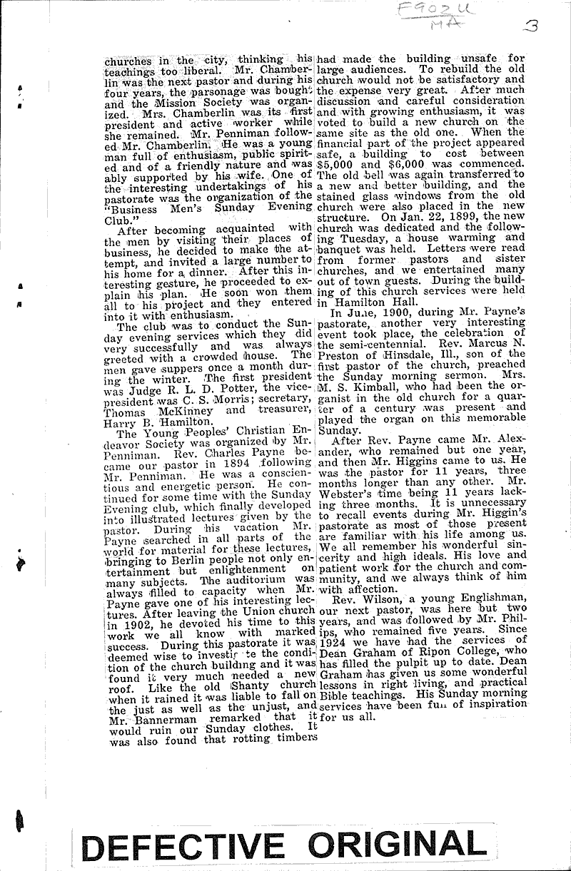  Source: Tri-County News Topics: Church History Date: 1931-02-26