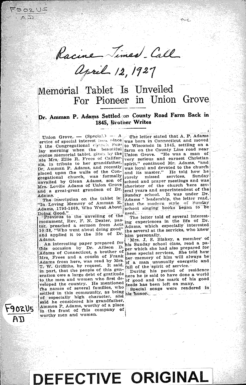  Source: Racine Times Call Topics: Architecture Date: 1927-04-12