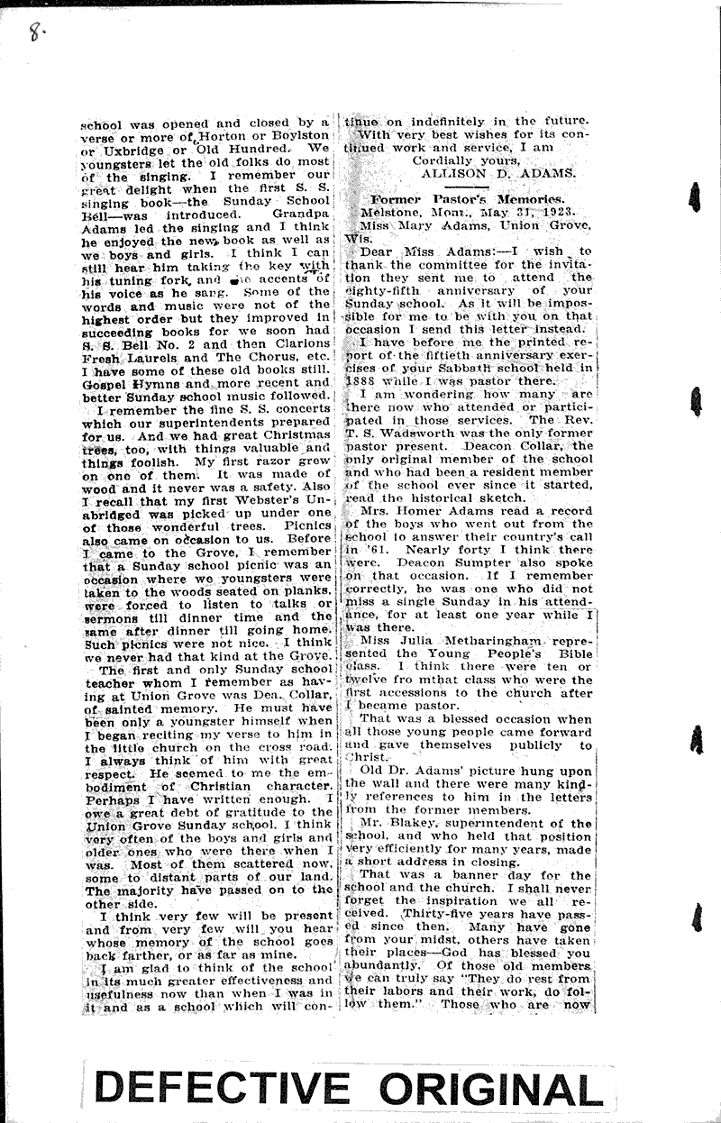  Source: Racine Journal Topics: Church History Date: 1923-06-12