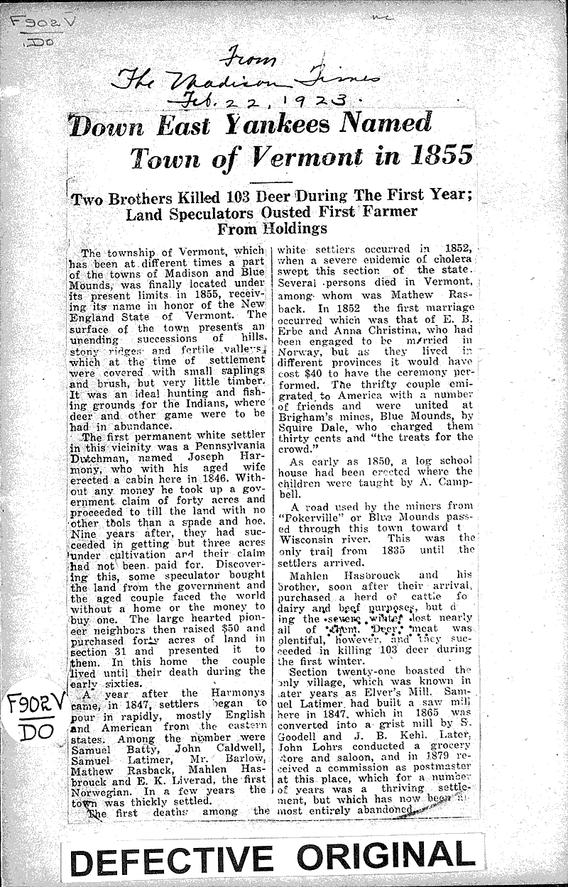  Source: Madison Times Date: 1923-02-22