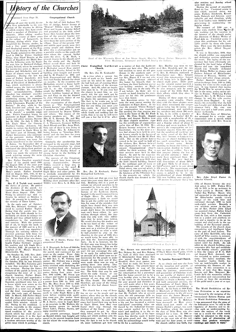  Source: Vilas County News Topics: Church History Date: 1923-05-23