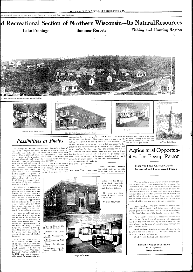  Source: Vilas County News Topics: Church History Date: 1923-05-23