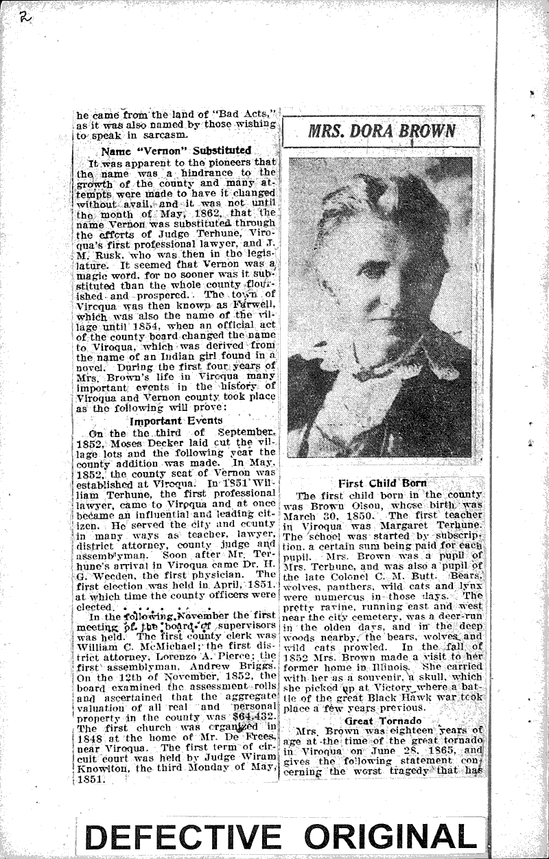 Pioneer resident of Vernon County recalls history Source: La Crosse Tribune Date: 1922-12-10