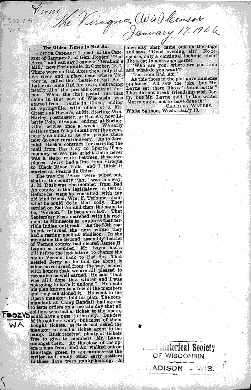  Source: Viroqua Censor Date: 1906-01-17