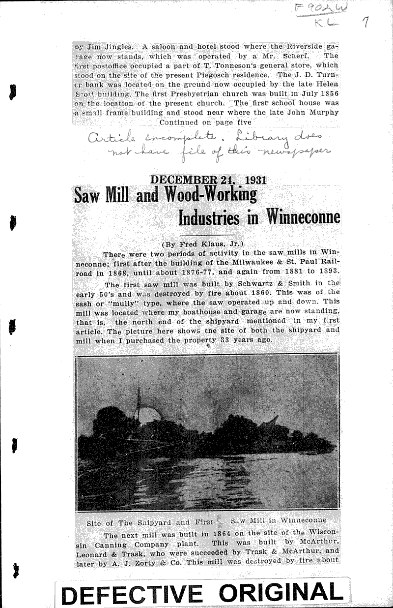  Source: Winneconne News Topics: Transportation Date: 1931-12-03