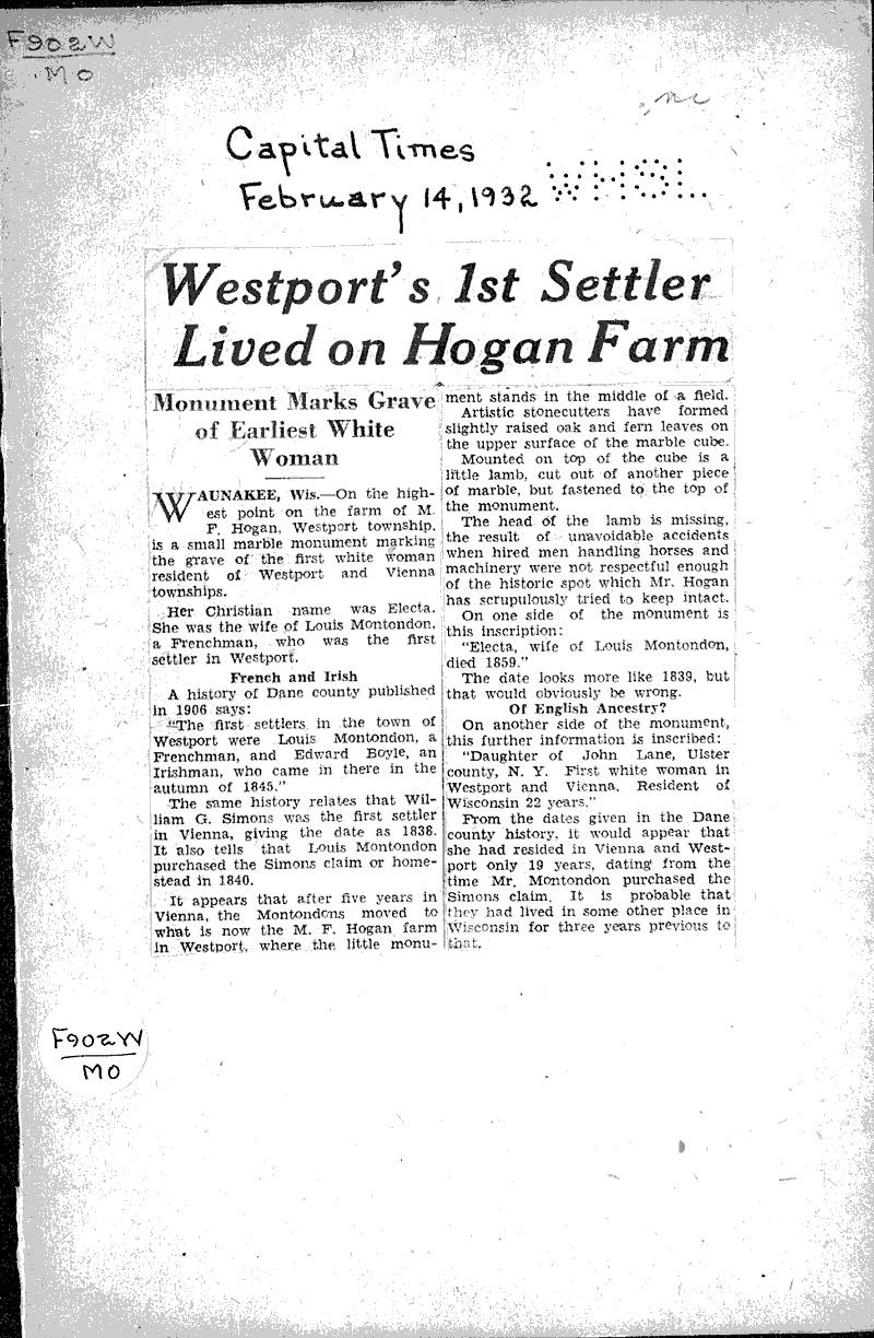  Source: Capital Times Date: 1932-02-14