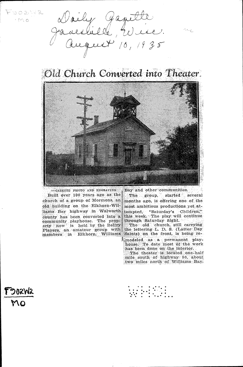  Source: Janesville Daily Gazette Topics: Art and Music Date: 1935-08-16