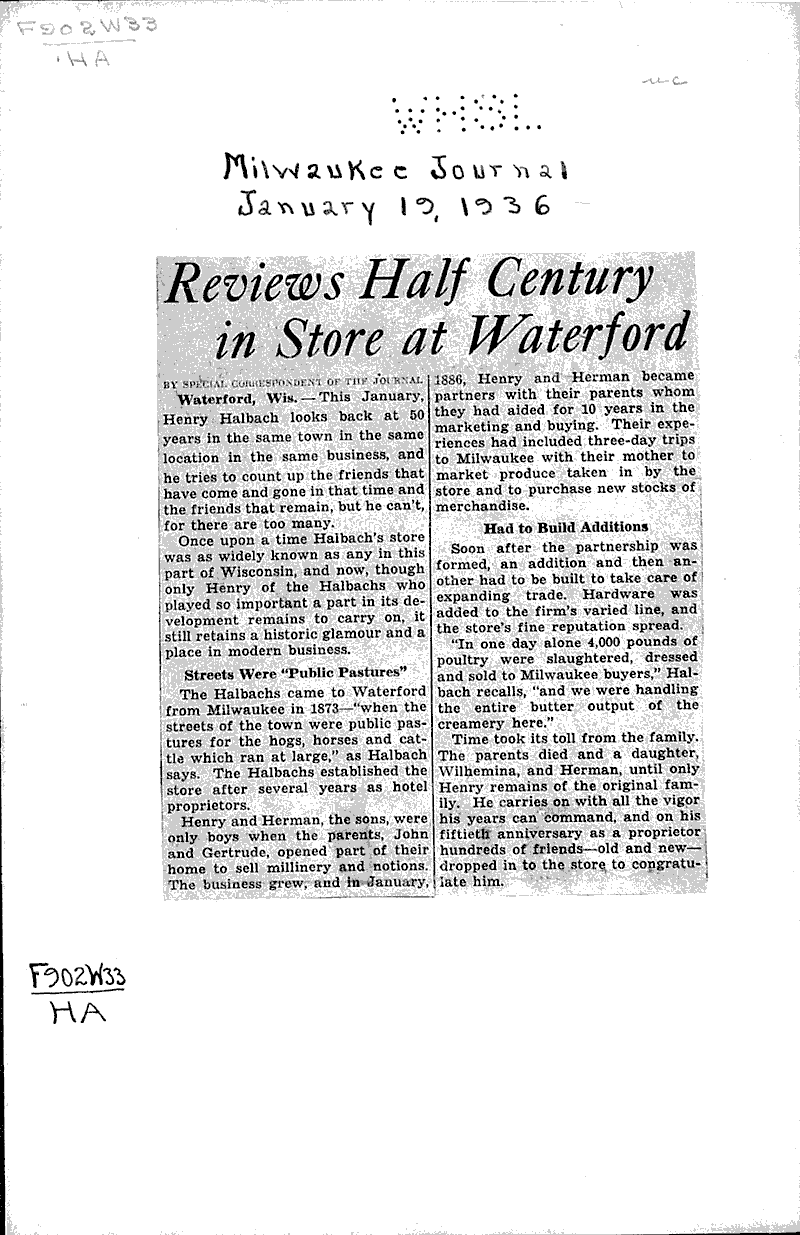 Reviews half century in store at Waterford Newspaper Article/Clipping