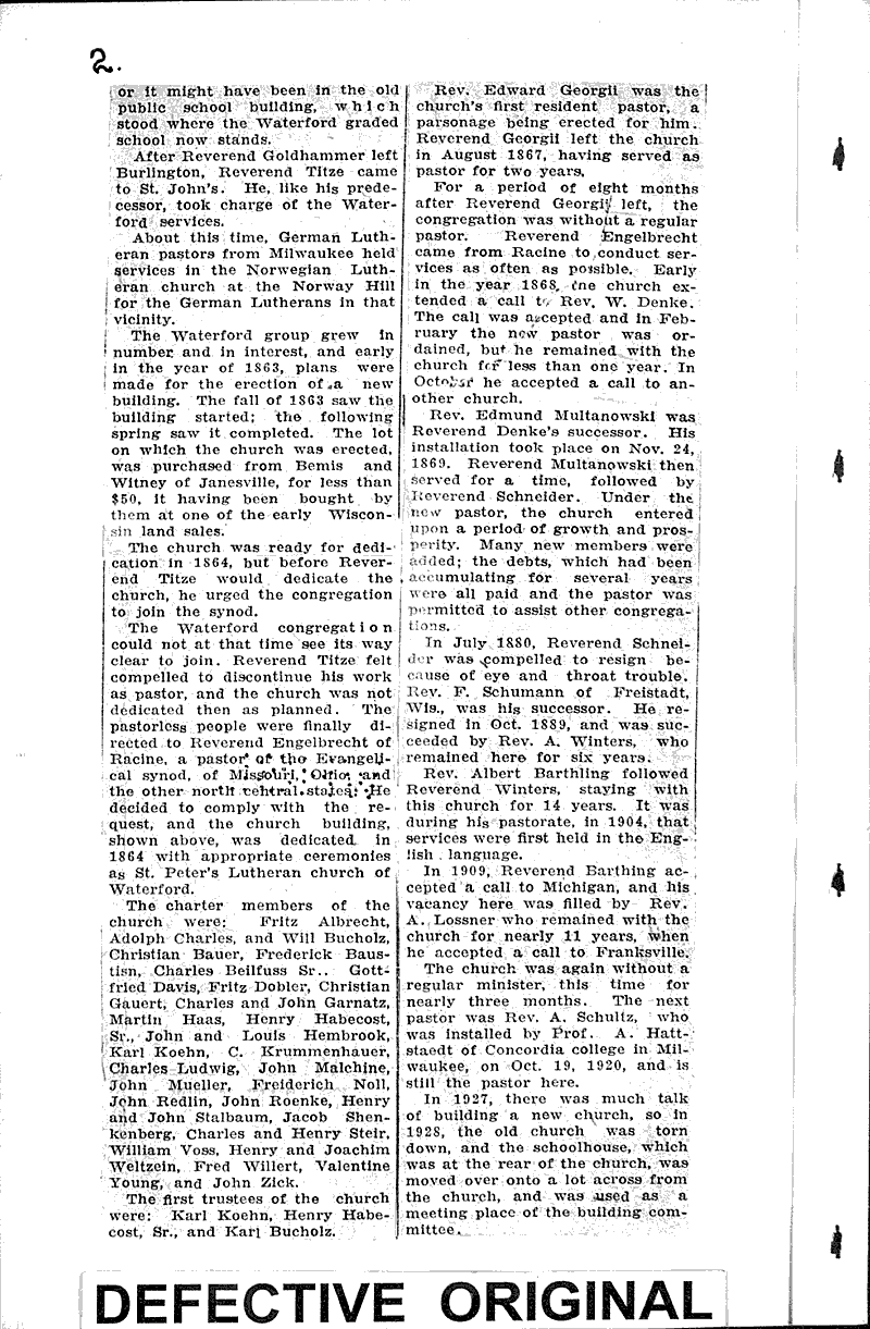  Source: Racine Times Call Topics: Church History Date: 1931-12-05
