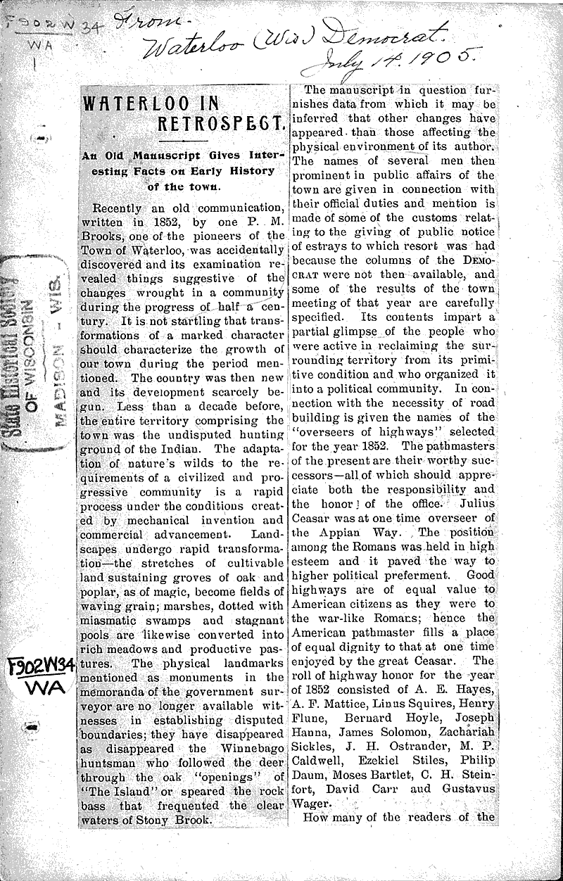  Source: Waterloo Democrat Date: 1905-07-14