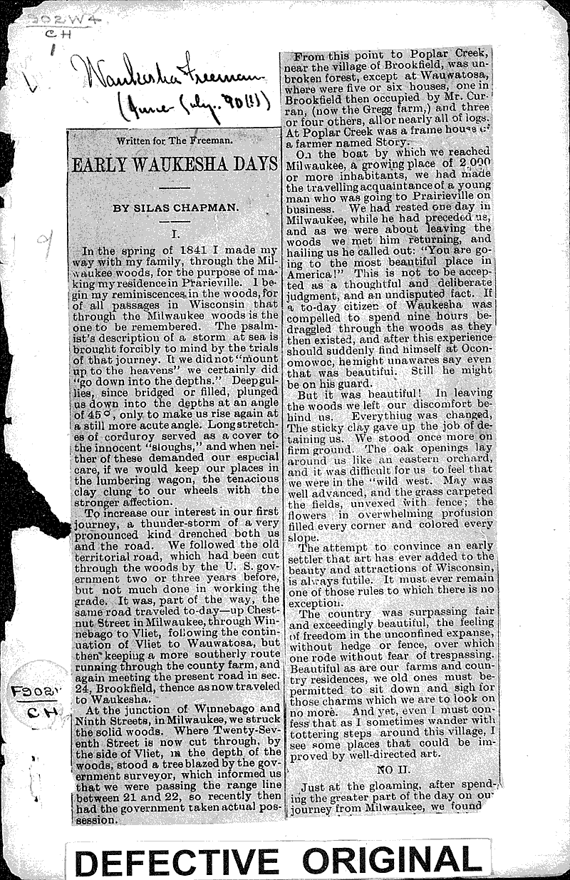 Early Waukesha days Source: Waukesha Freeman Date: ????-07-??