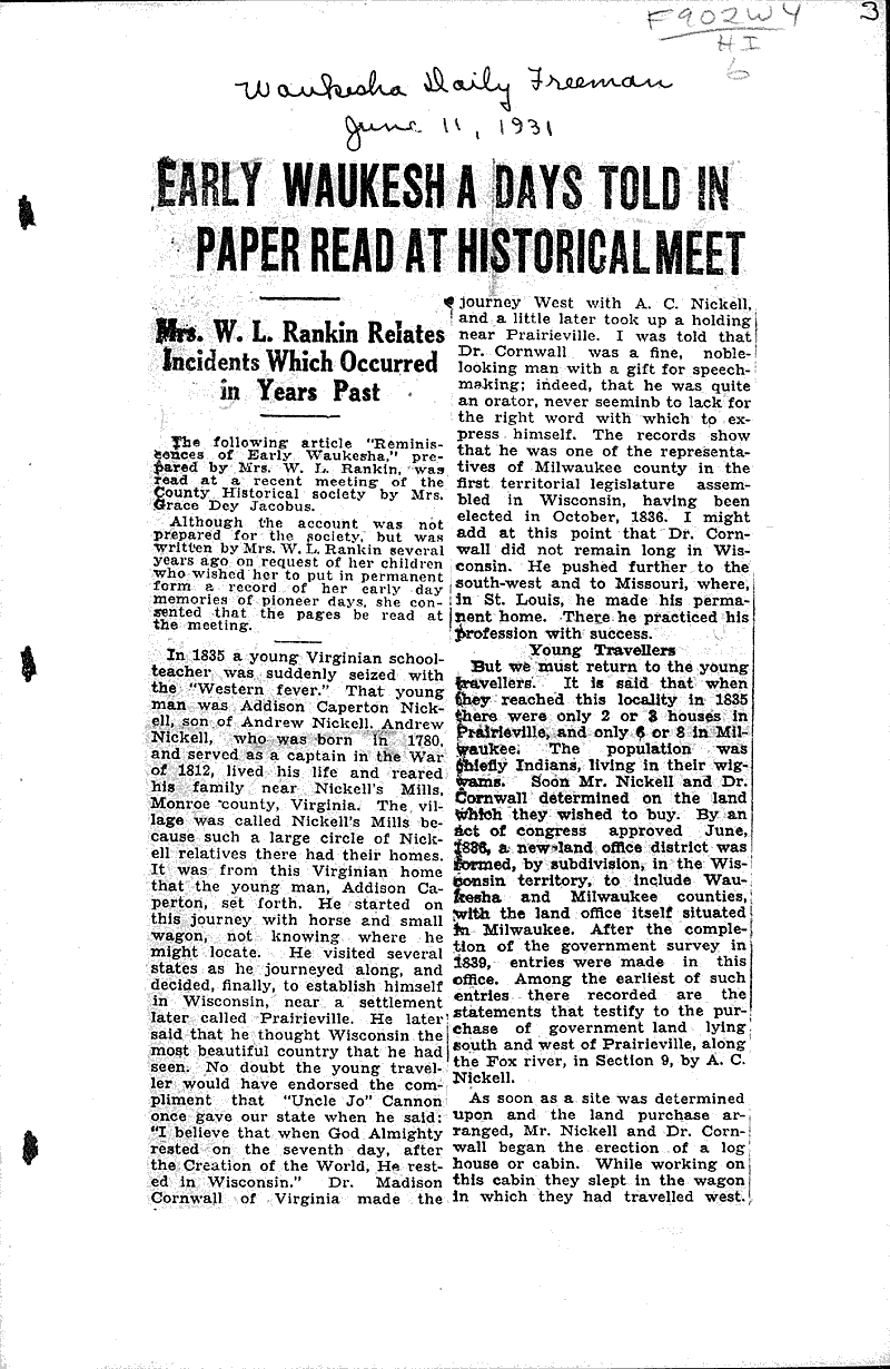  Source: Waukesha Daily Freeman Topics: Education Date: 1931-06-11