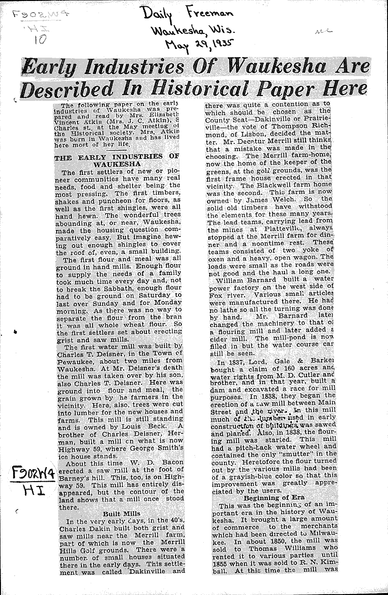  Source: Waukesha Daily Freeman Topics: Industry Date: 1935-05-29