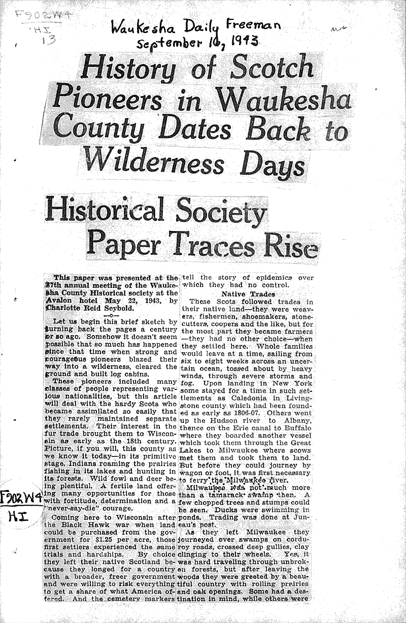  Source: Waukesha Daily Freeman Topics: Immigrants Date: 1943-09-16