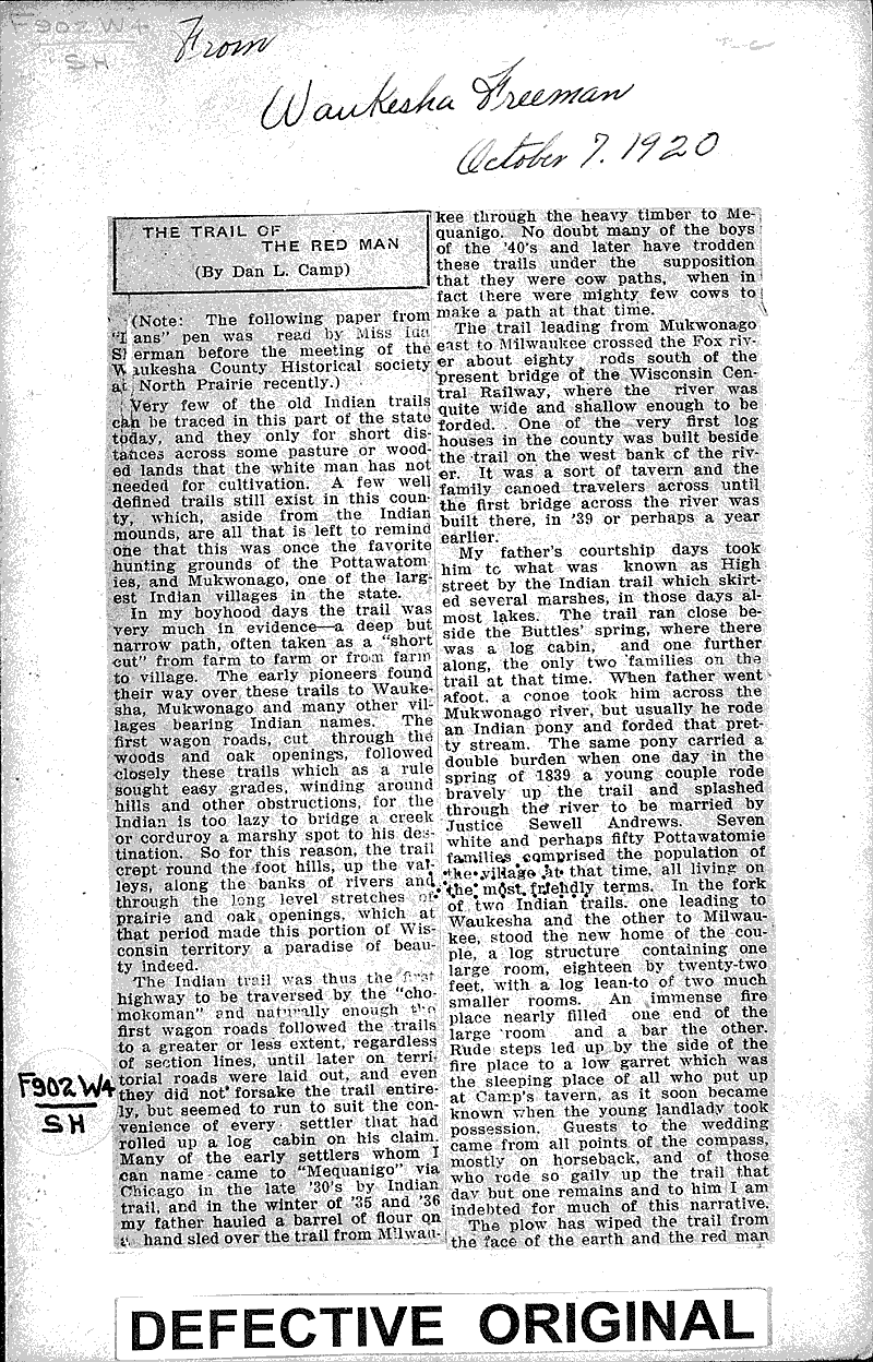  Source: Waukesha Freeman Topics: Indians and Native Peoples Date: 1920-10-07