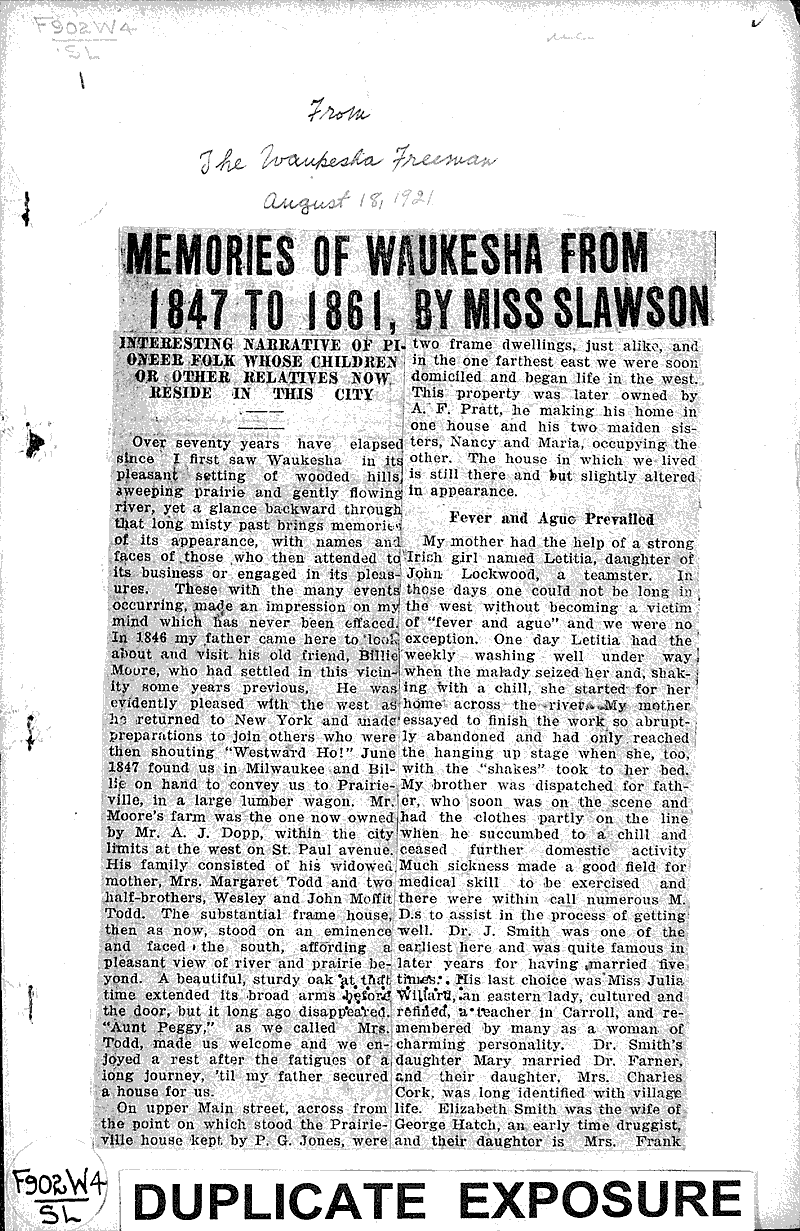  Source: Waukesha Freeman Date: 1921-08-18