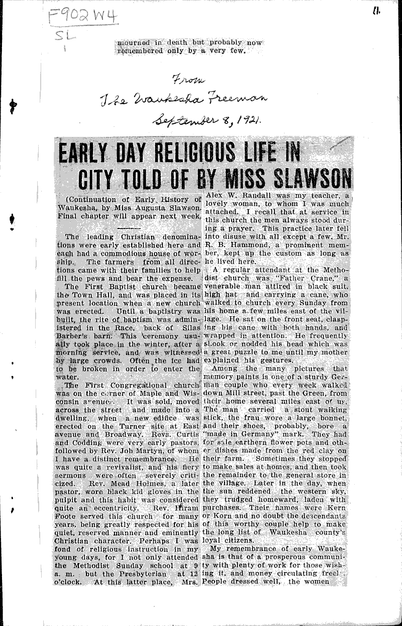  Source: Waukesha Freeman Date: 1921-08-18