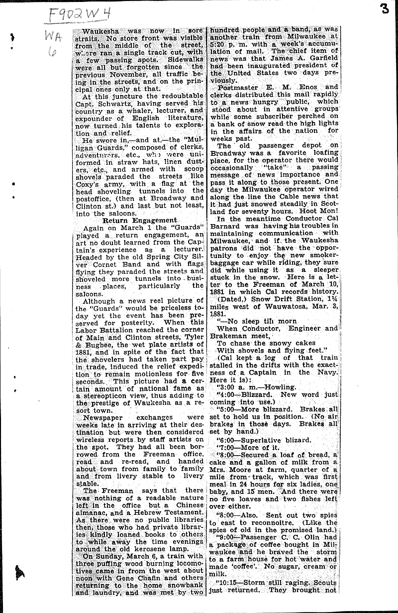 Winter of big snow in Waukesha became indelible in lives of local