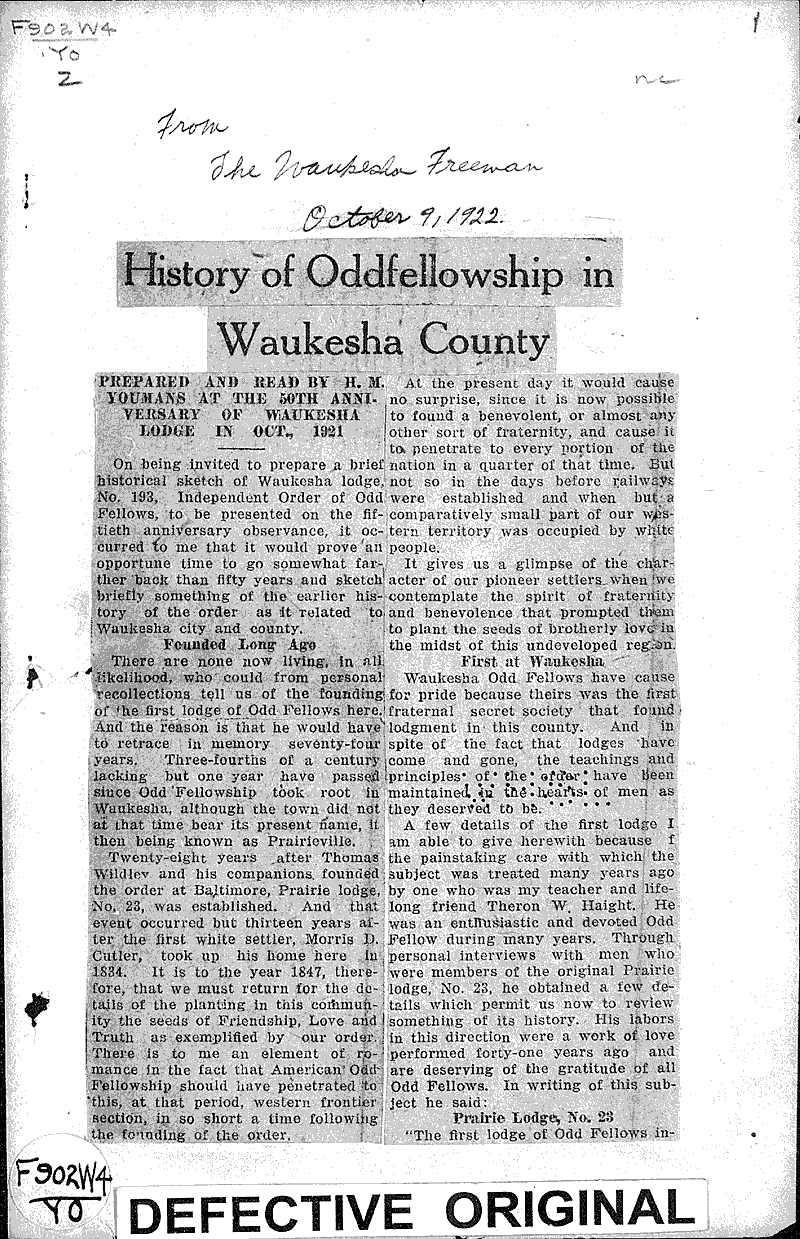  Source: Waukesha Freeman Topics: Social and Political Movements Date: 1922-10-09