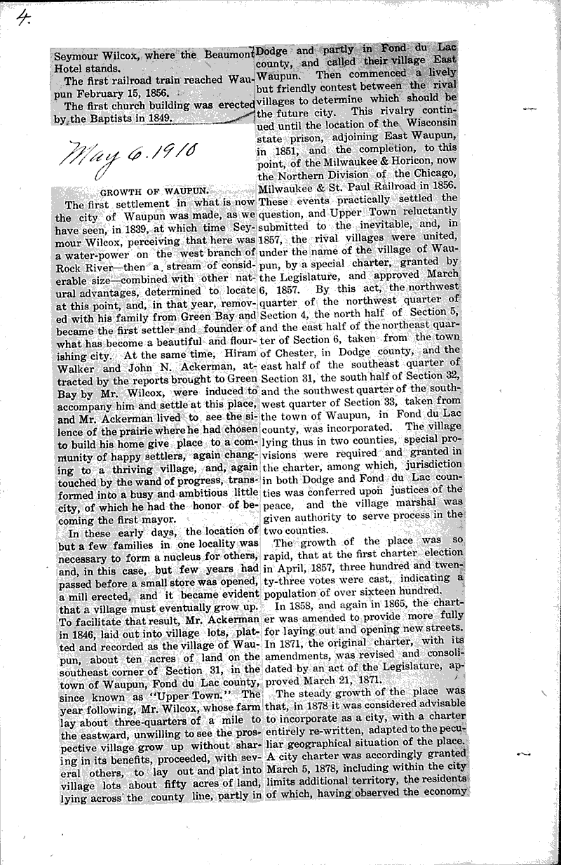  Source: Waupun Democrat Date: 1910-04-22