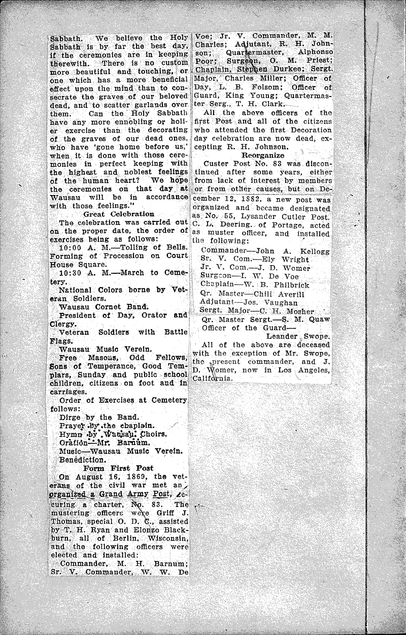  Source: Wausau Herald Topics: Civil War Date: 1922-08-09