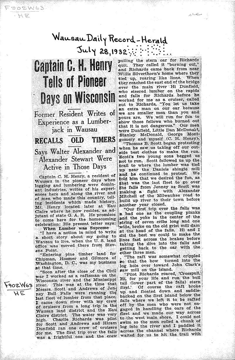  Source: Wausau Daily Record-Herald Topics: Industry Date: 1932-07-28