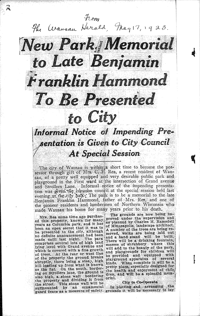  Source: Wausau Herald Date: 1923-05-17