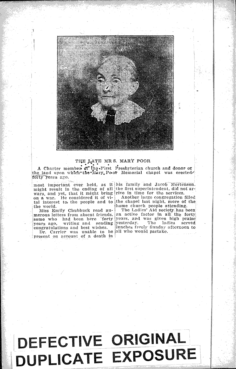 Fortieth year of Mary Poor Chapel Newspaper Article/Clipping