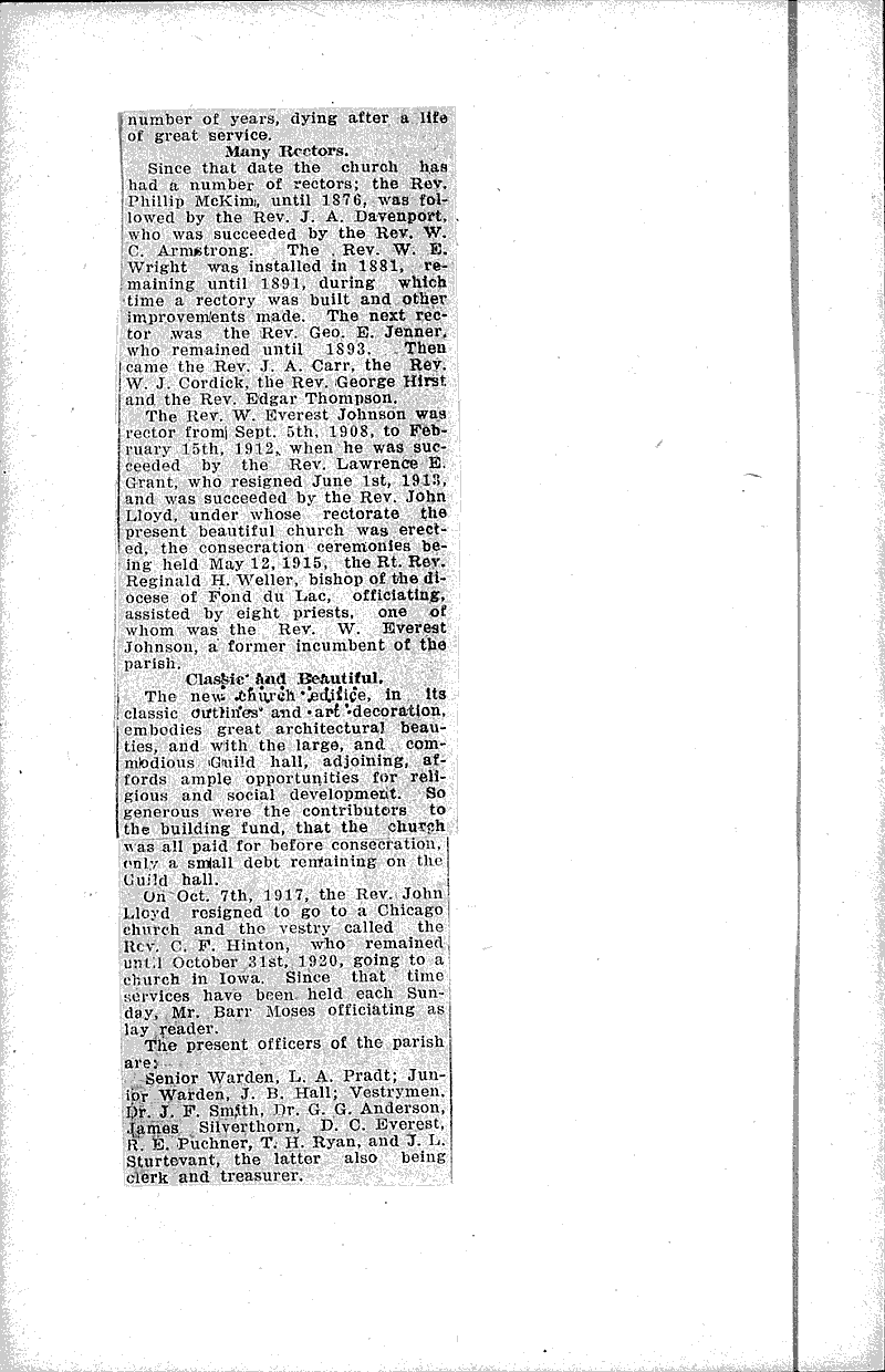  Source: Wausau Herald Topics: Church History Date: 1921-01-08