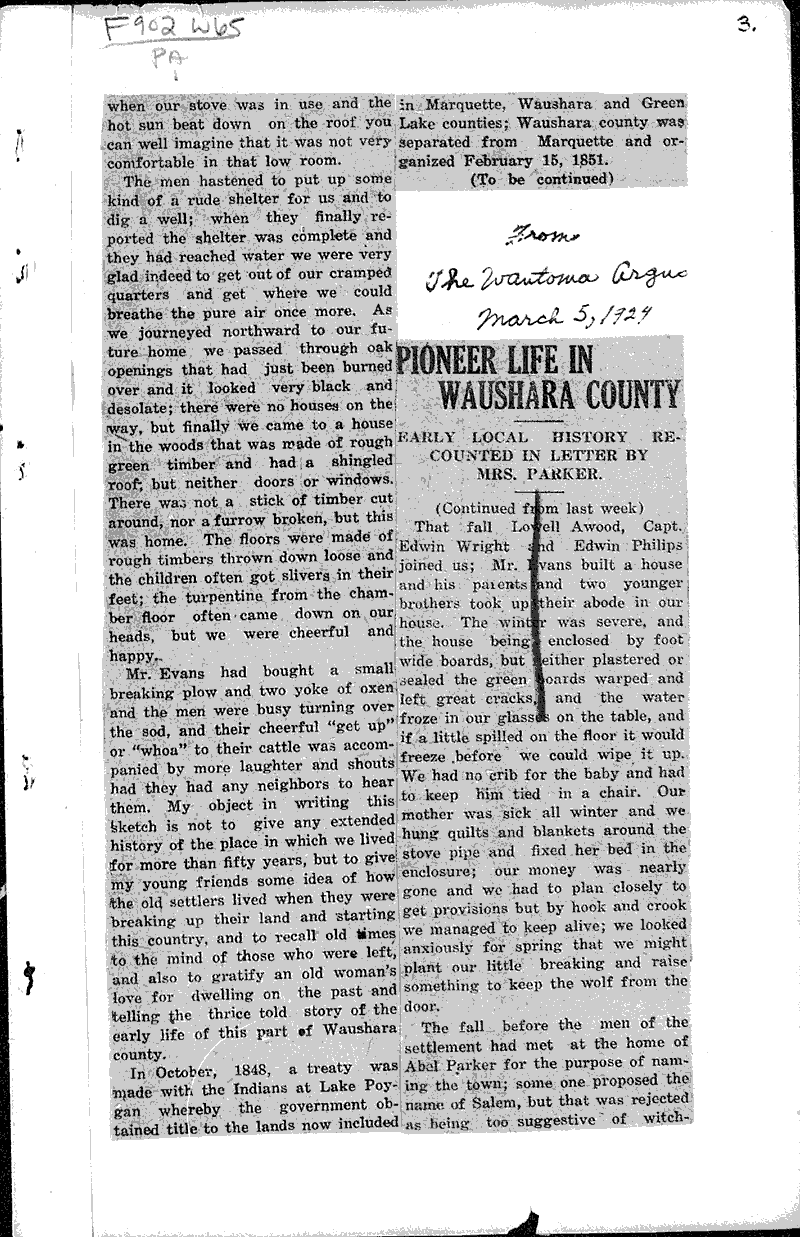  Source: Wautoma Argus Date: 1924-02-13